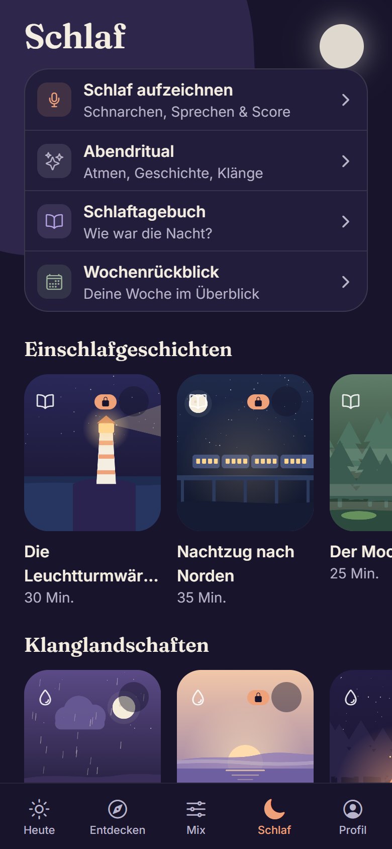 Schlaf: Aufzeichnen, Abendritual, Tagebuch und Wochenrückblick.